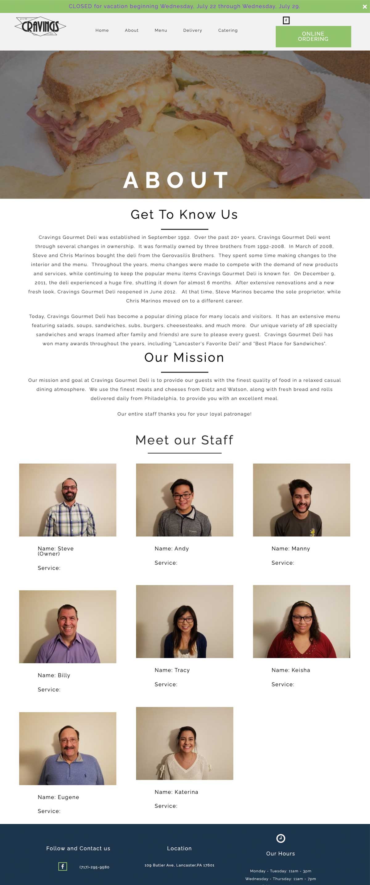 cravings gourmet deli menu